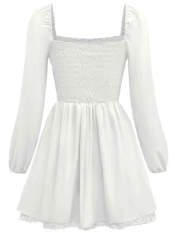 Sale Retro Stage 1950s Solid Bow Tie Lace Gothic Dress