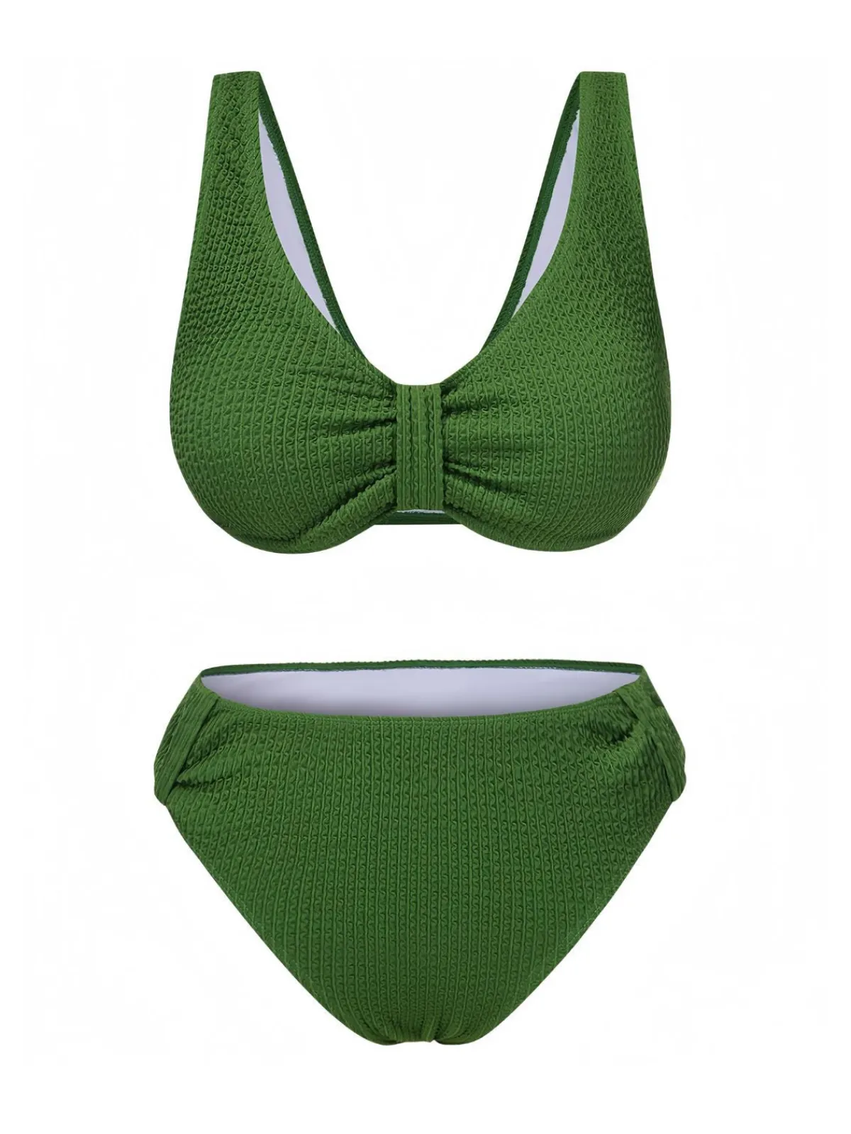 Online Retro Stage 1940s Solid Bowknot Textured Fabric Swimsuit