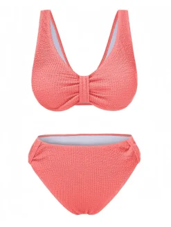 Online Retro Stage 1940s Solid Bowknot Textured Fabric Swimsuit