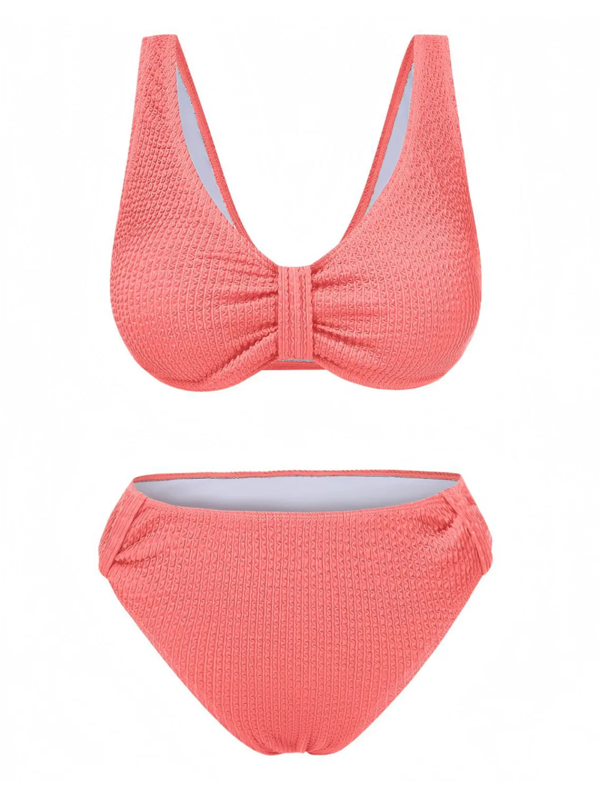 Online Retro Stage 1940s Solid Bowknot Textured Fabric Swimsuit