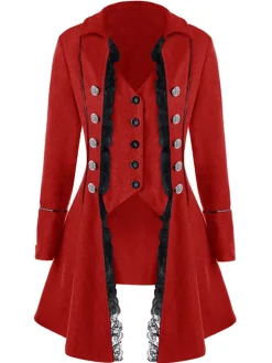 Hot Retro Stage 1950s Solid Button Lace Coat