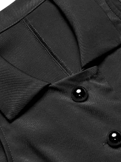 Online Retro Stage 1960s Solid Button Pocket Lapel Pencil Dress