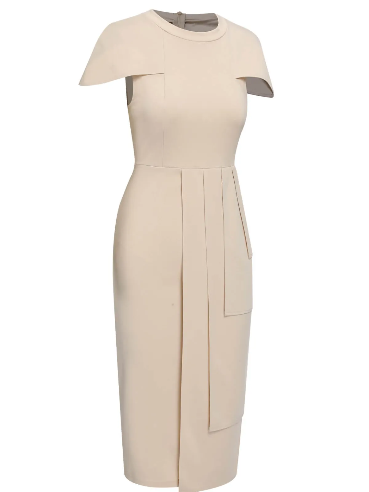 Discount Retro Stage 1960s Solid Cap Sleeved Pencil Dress