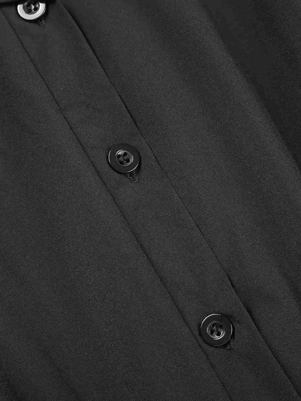 New Retro Stage 1940s Solid Cap Sleeves Buttoned Shirt Dress