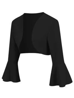 Fashion Retro Stage 1950s Solid Christmas Trumpet Sleeved Jacket
