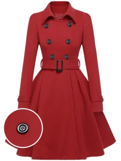 Best Retro Stage 1950s Solid Color Lapel Slim Coat