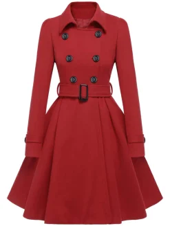 Best Retro Stage 1950s Solid Color Lapel Slim Coat