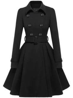 New Retro Stage 1950s Solid Color Lapel Slim Coat