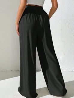 Sale Retro Stage 1930s Solid Cross Pleated Straight Pants