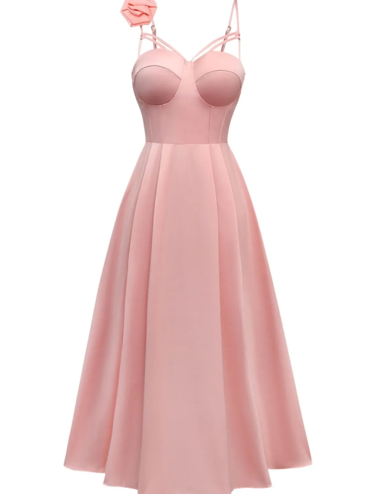 Outlet Retro Stage 1930s Solid 3D Floral Hollow Out Slip Dress