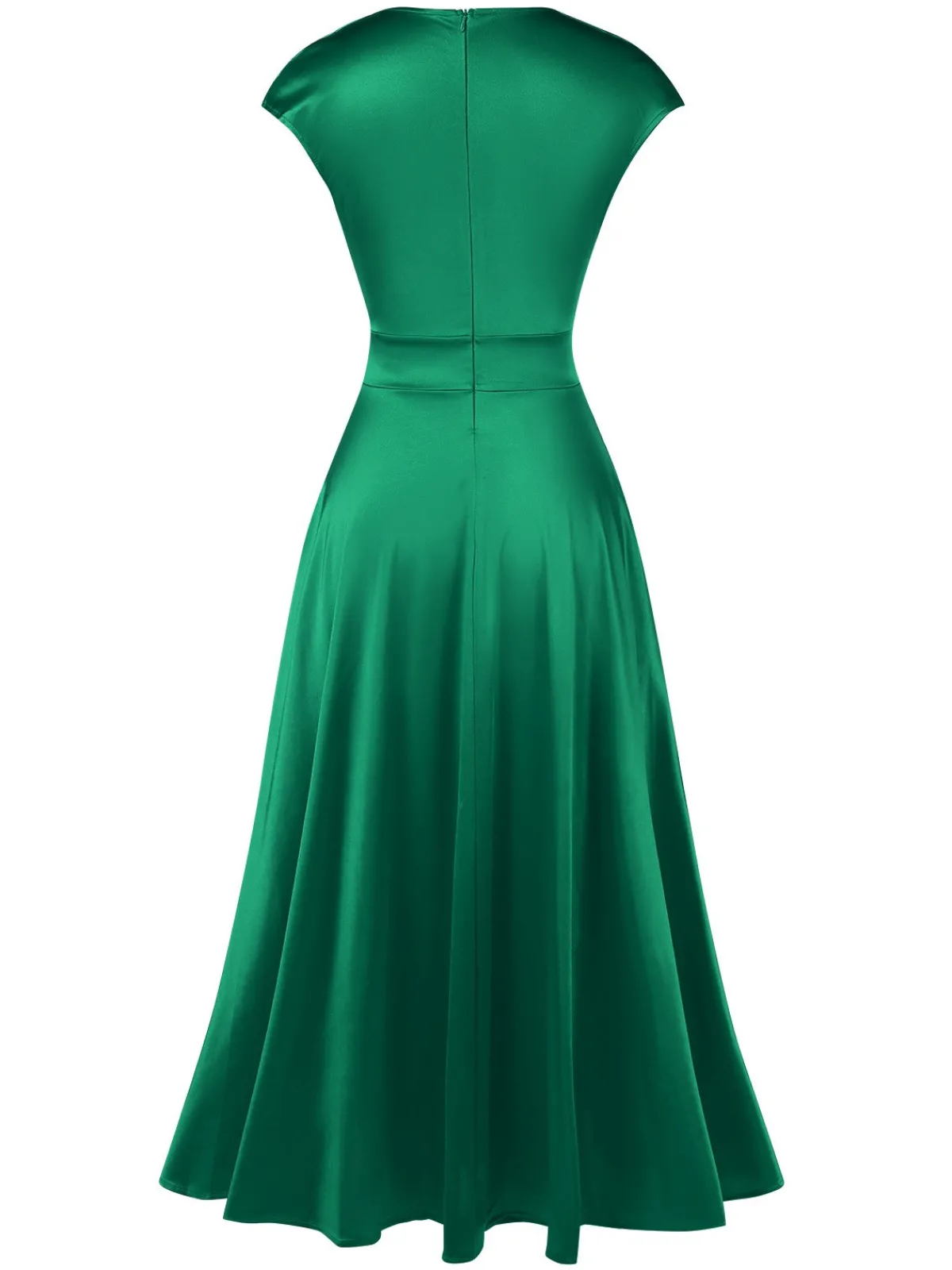 Best Retro Stage 1930s Solid Deep V-Neck Satin Dress