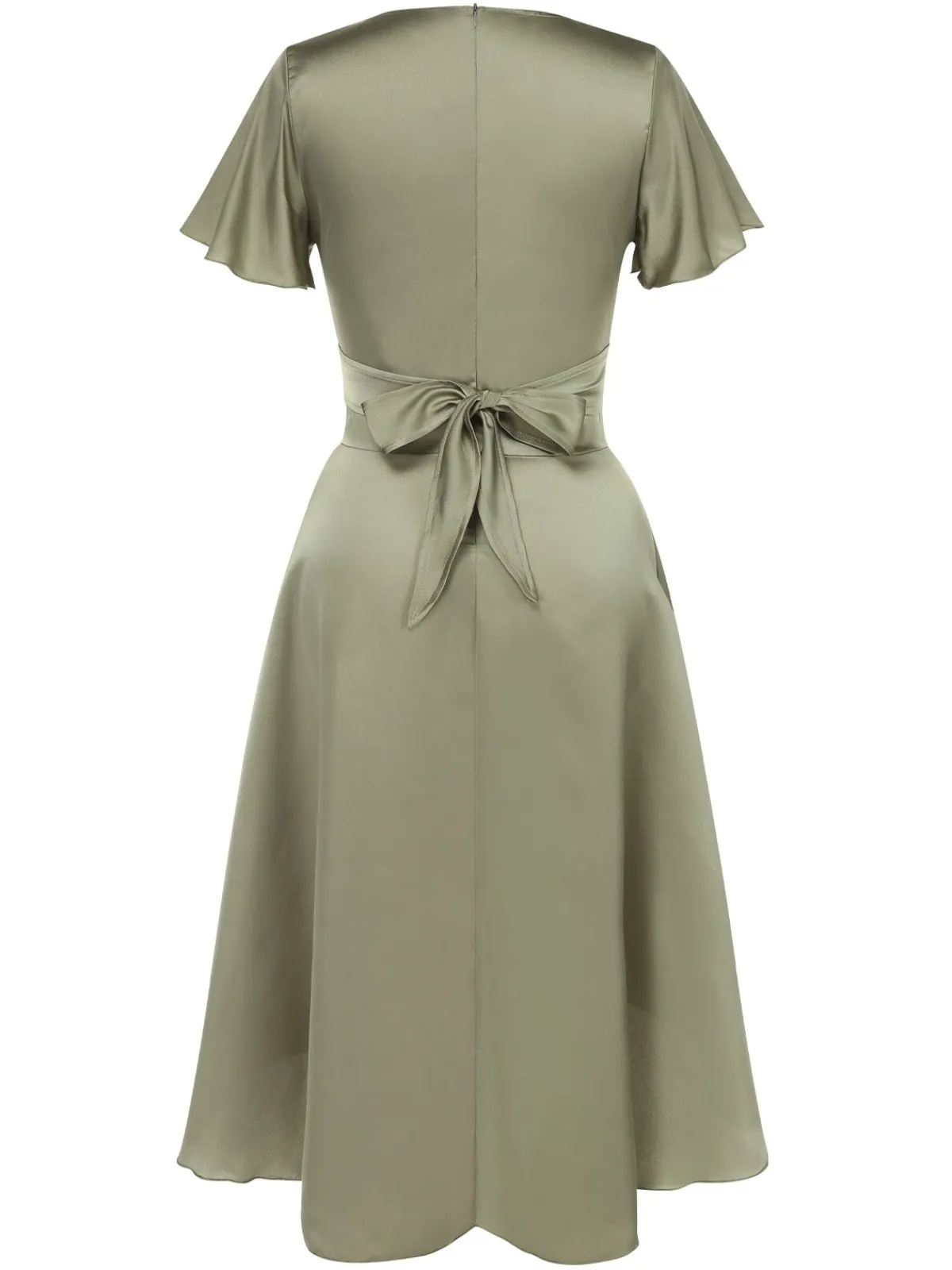 Online Retro Stage 1940s Solid Deep V-Neck Twisted Satin Dress