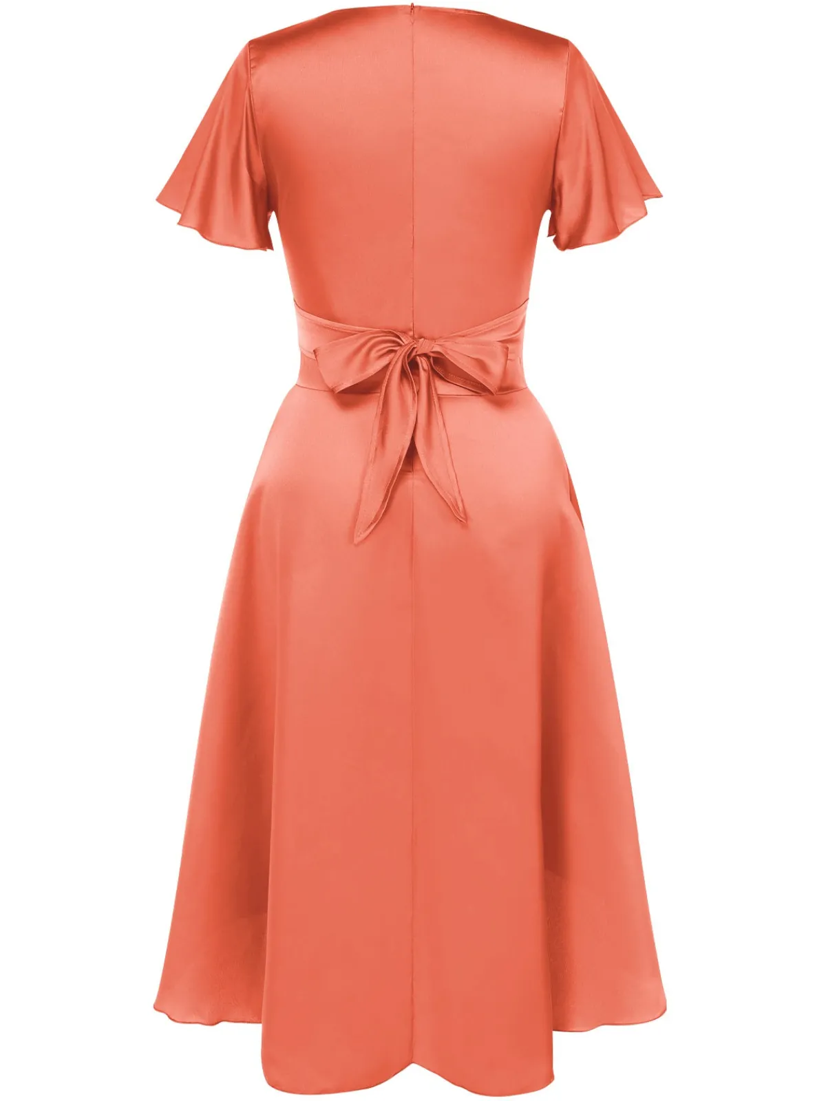 Online Retro Stage 1940s Solid Deep V-Neck Twisted Satin Dress