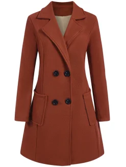 Clearance Retro Stage 1950s Solid Double Breasted Lapel Skater Coat