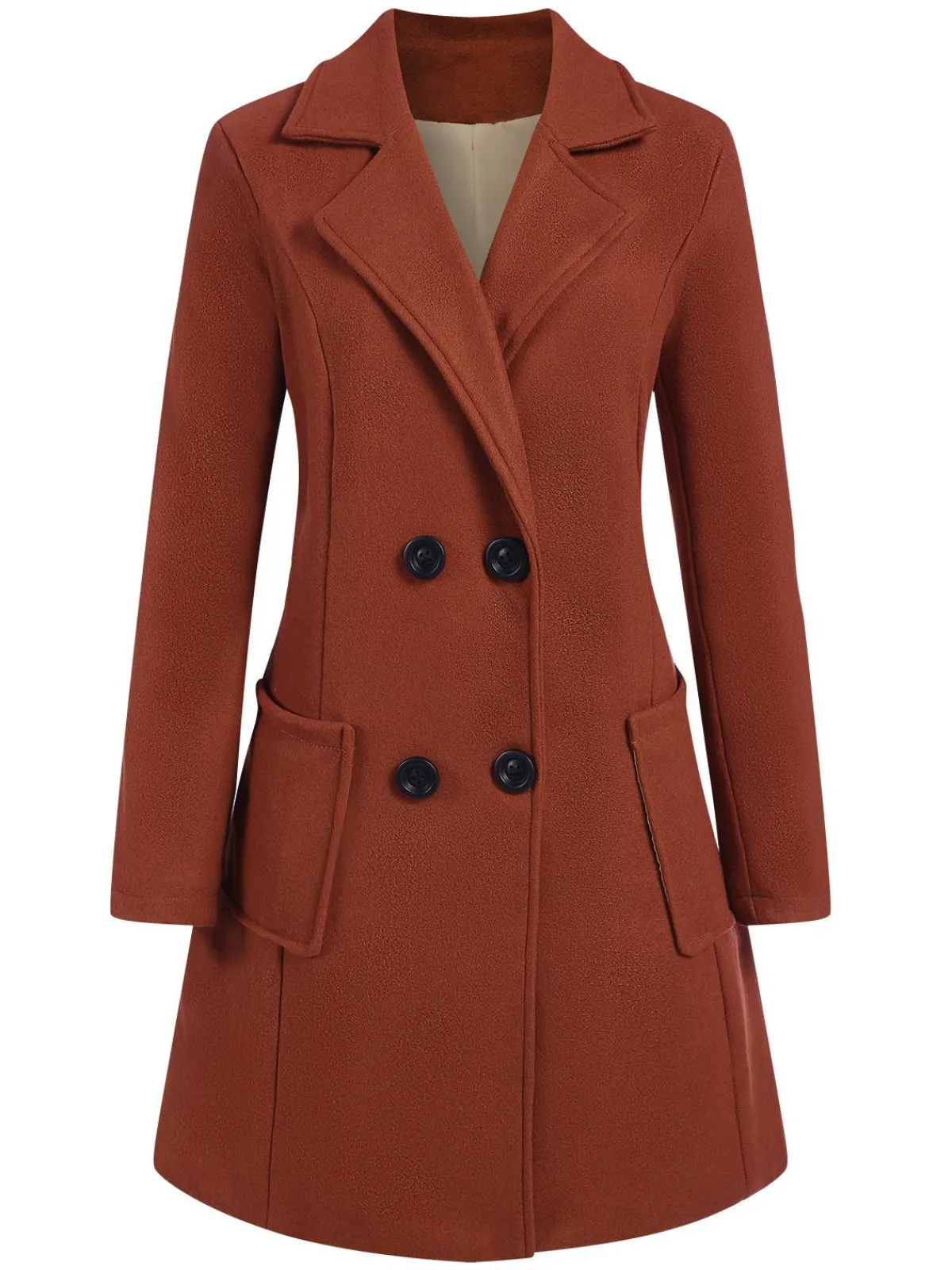 Clearance Retro Stage 1950s Solid Double Breasted Lapel Skater Coat