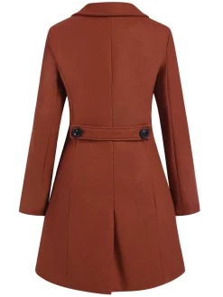 Clearance Retro Stage 1950s Solid Double Breasted Lapel Skater Coat