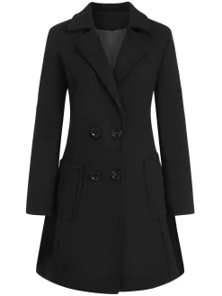 Clearance Retro Stage 1950s Solid Double Breasted Lapel Skater Coat