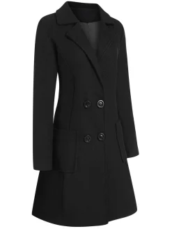 Clearance Retro Stage 1950s Solid Double Breasted Lapel Skater Coat