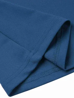 Online Retro Stage 1940s Solid Double Sleeves V-Neck Dress
