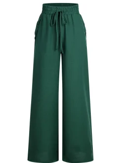 Clearance Retro Stage 1940s Solid Elastic Waist Loose Pants