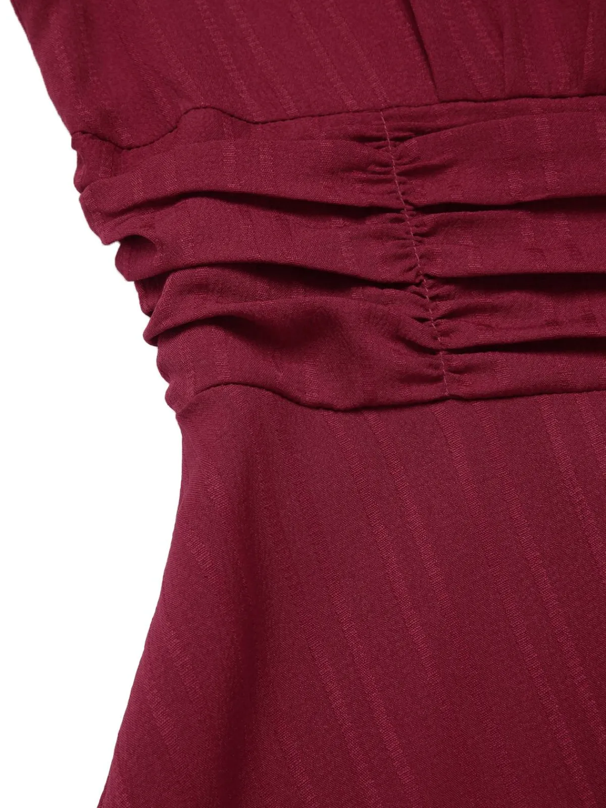Online Retro Stage 1950s Solid Empire Waist V-Neck Puff Sleeves Dress