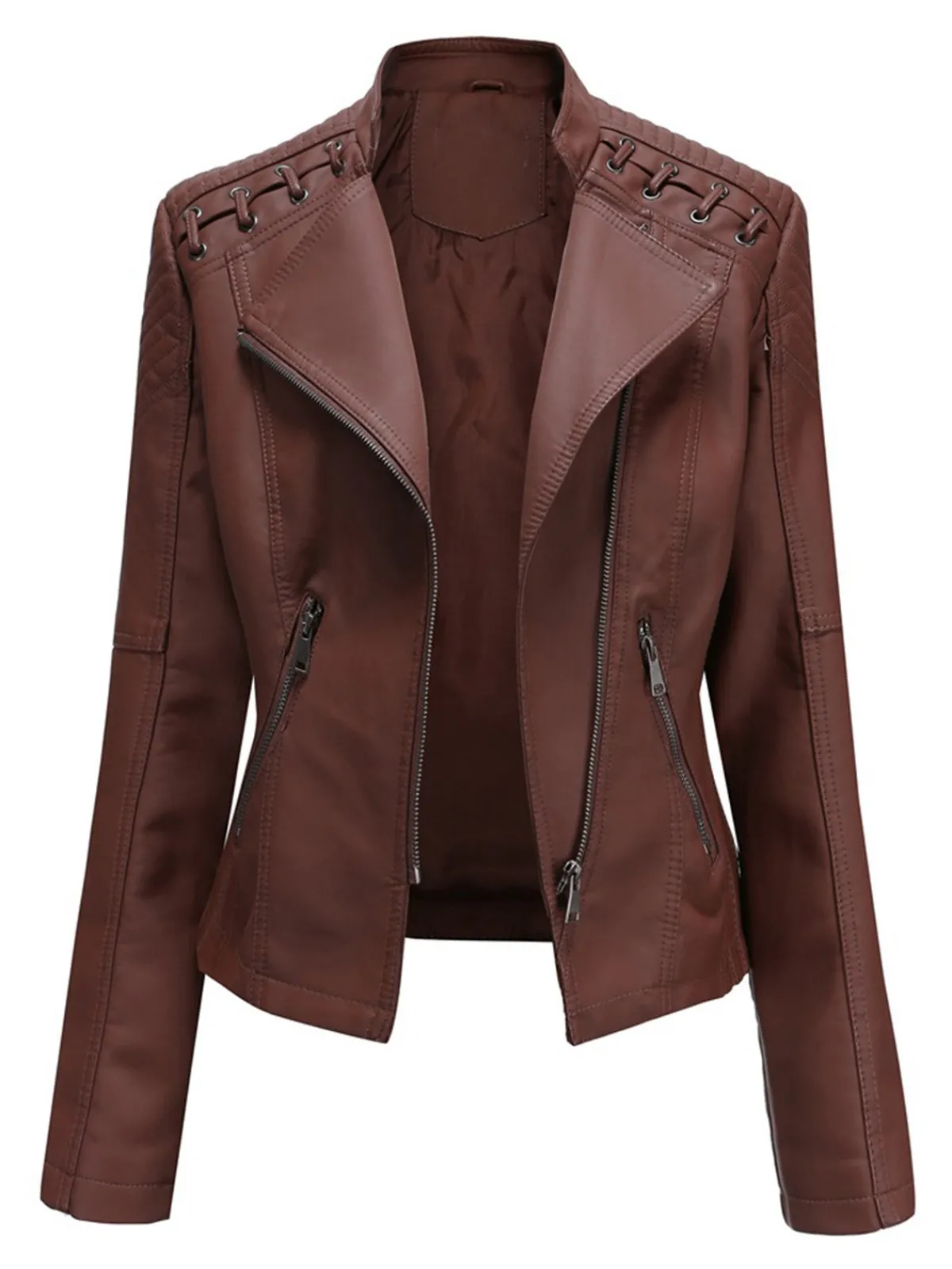 New Retro Stage 1960s Solid Faux Leather Motorcycle Jacket