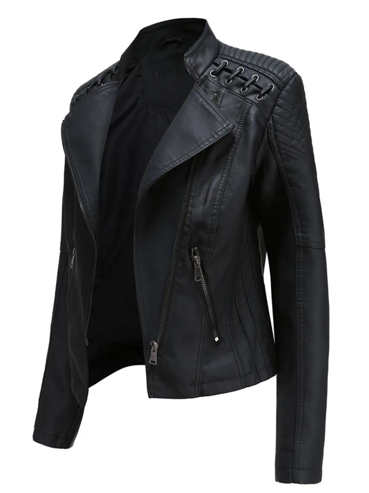 New Retro Stage 1960s Solid Faux Leather Motorcycle Jacket