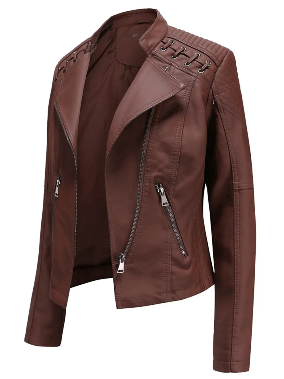 New Retro Stage 1960s Solid Faux Leather Motorcycle Jacket