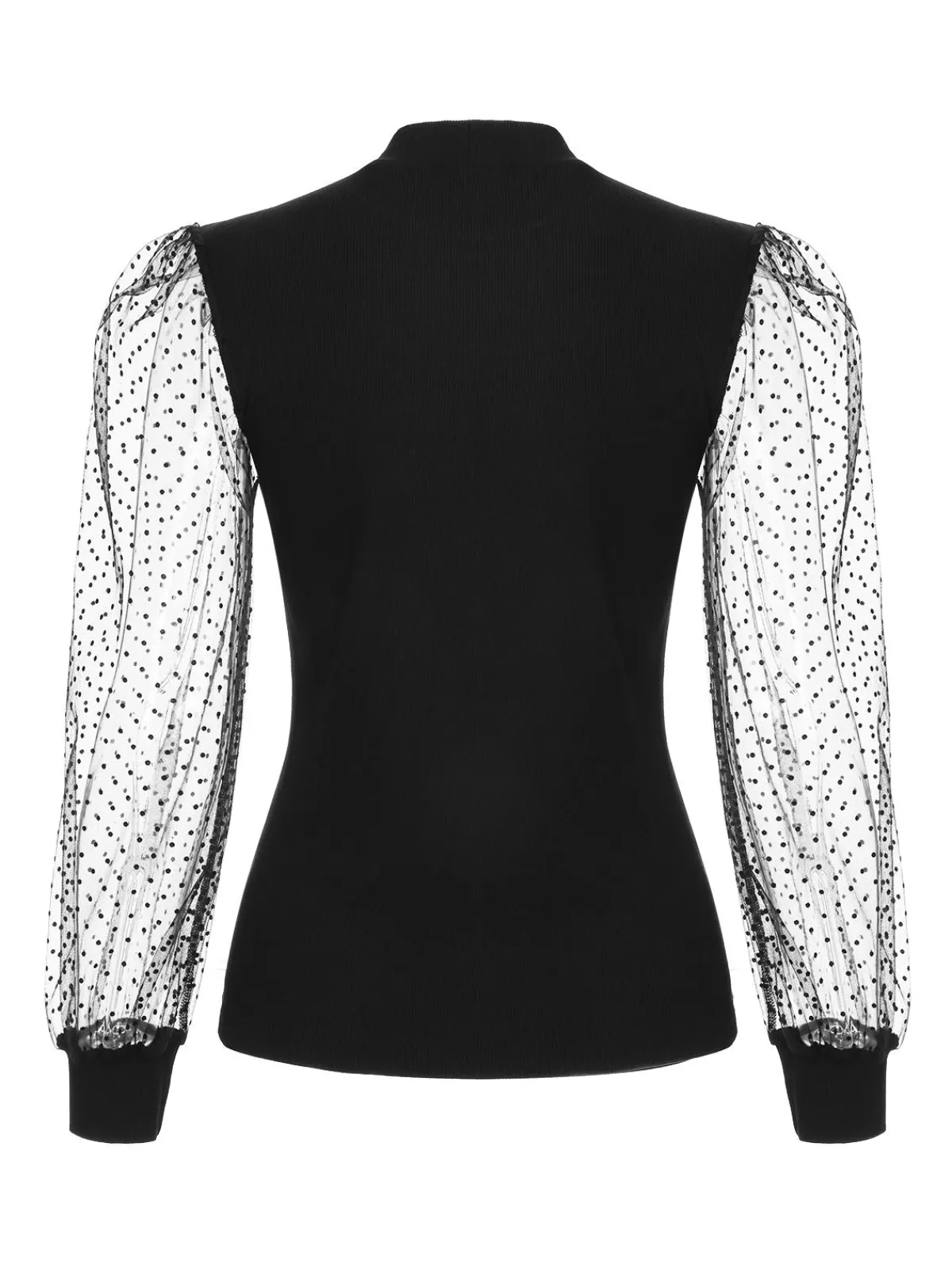 Clearance Retro Stage 1960s Solid Half Turtleneck Puff Sleeve Knitted Top Black