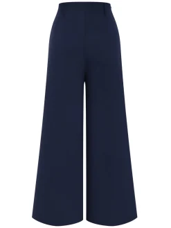 Fashion Retro Stage 1950s Solid Hight Waist Pleated Wideleg Pants