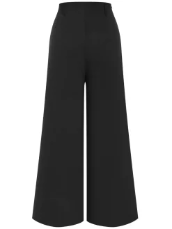 Fashion Retro Stage 1950s Solid Hight Waist Pleated Wideleg Pants