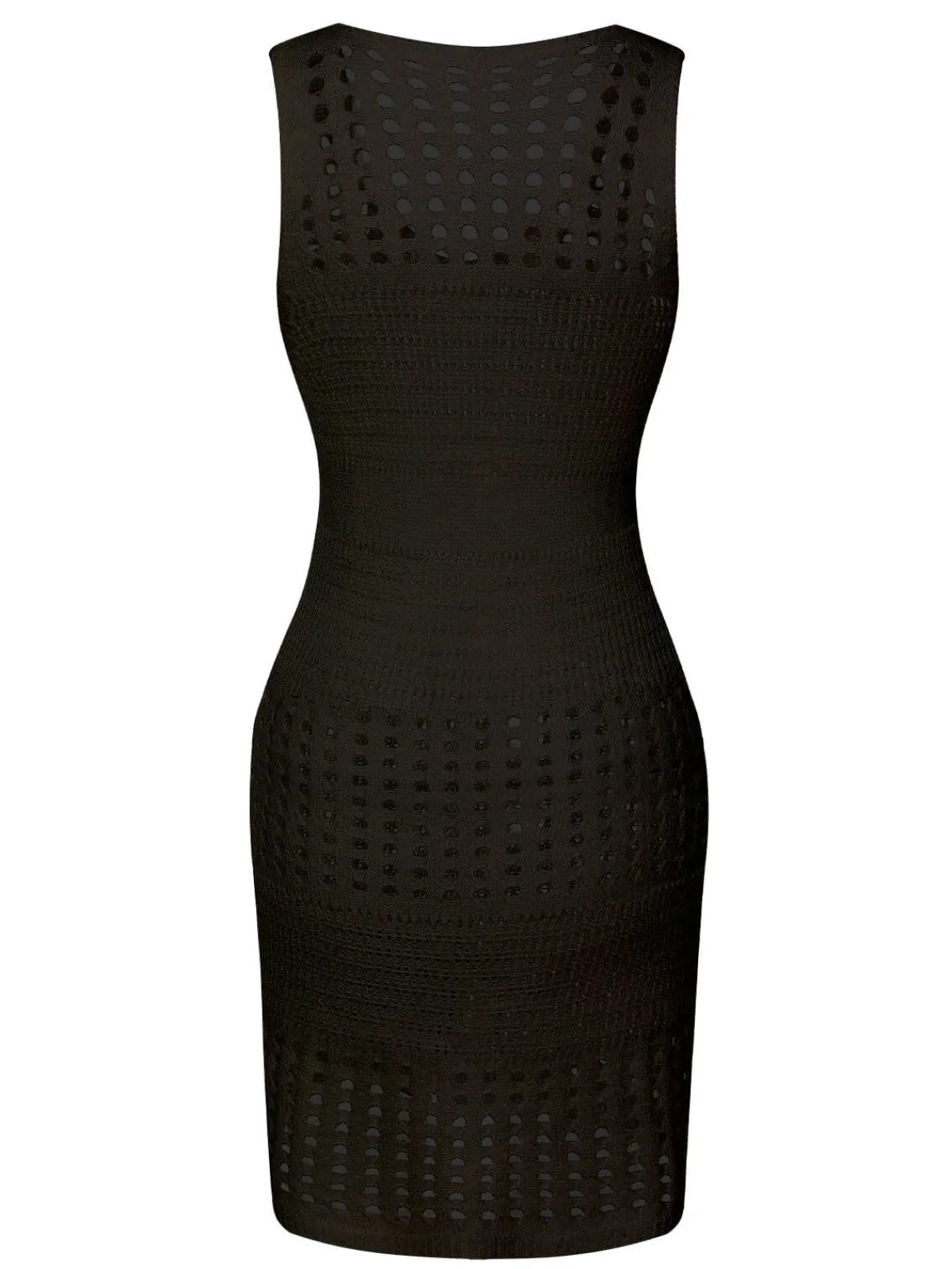 Discount Retro Stage 1960s Solid Hollow Out Sleeveless Knit Dress