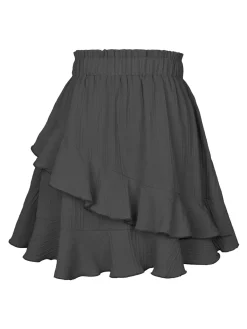 Hot Retro Stage 1940s Solid Irregular Ruffle Elastic Waist Skirt