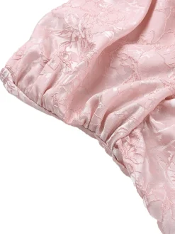 Clearance Retro Stage 1950s Solid Jacquard Floral Bandeau Lace-Up Dress