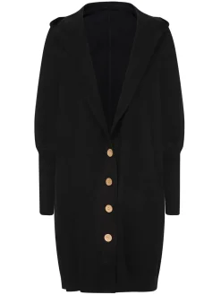 Online Retro Stage 1940s Solid Knit Hooded Cardigan