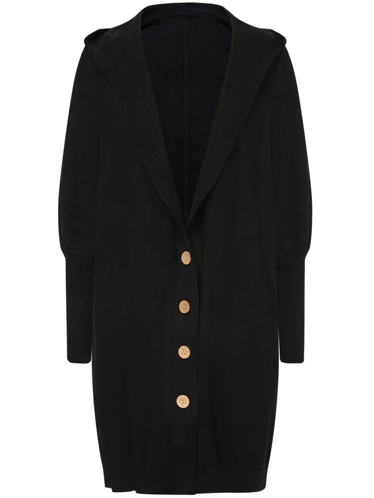 Online Retro Stage 1940s Solid Knit Hooded Cardigan