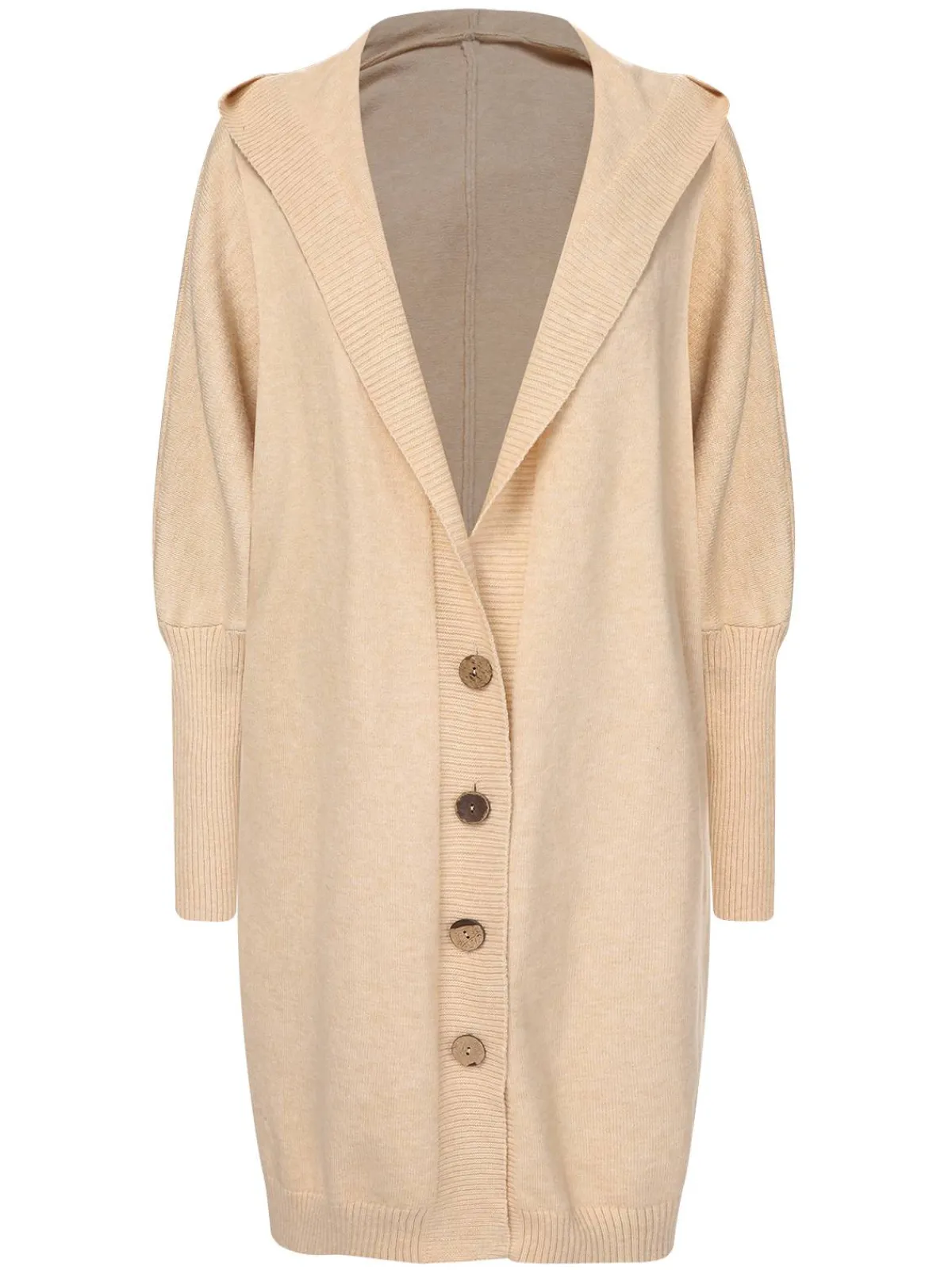 Online Retro Stage 1940s Solid Knit Hooded Cardigan
