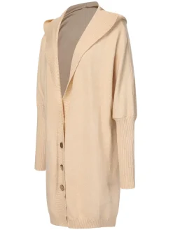 Online Retro Stage 1940s Solid Knit Hooded Cardigan