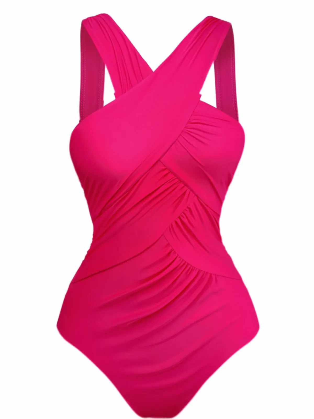 Online Retro Stage 1940s Solid Knot Wrapped One-Piece Swimsuit