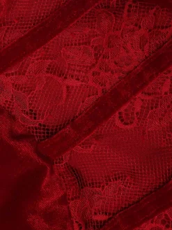 Best Retro Stage 1930s Solid Lace Patchwork Velvet Fishtail Dress
