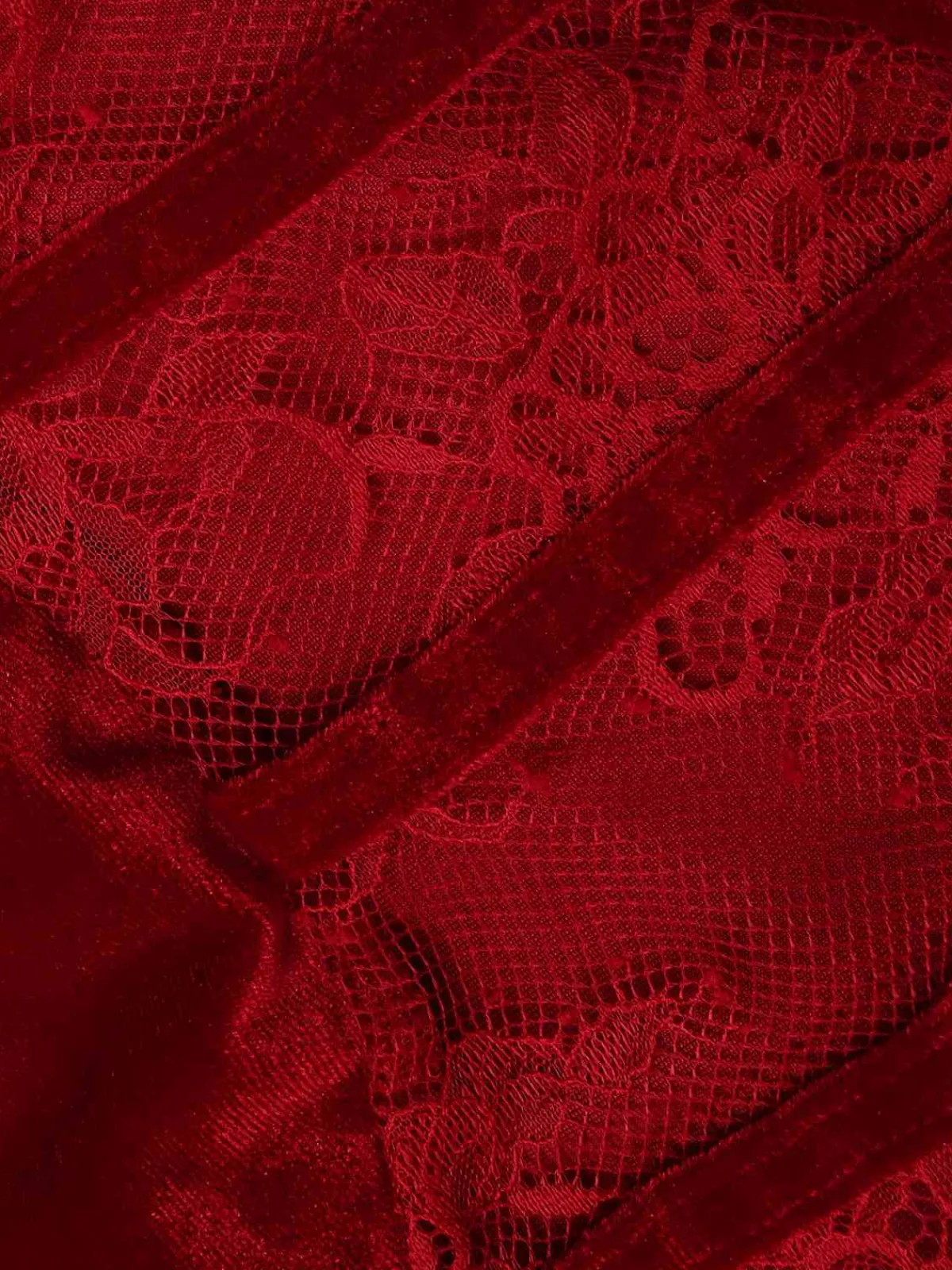 Best Retro Stage 1930s Solid Lace Patchwork Velvet Fishtail Dress