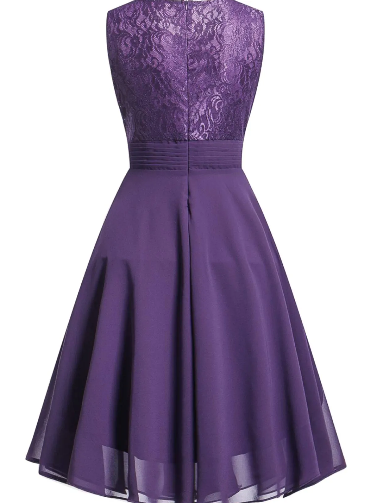 Fashion Retro Stage 1950s Solid Lace Sleeveless Swing Dress