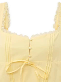 Clearance Retro Stage 1960s Solid Lace Straps Lace-Up Skater Dress