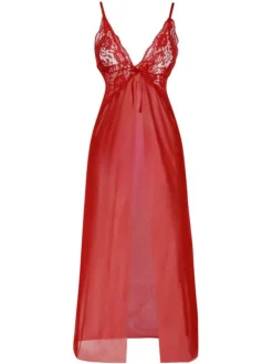 Online Retro Stage 1930s Solid Lace Straps Long Nightdress