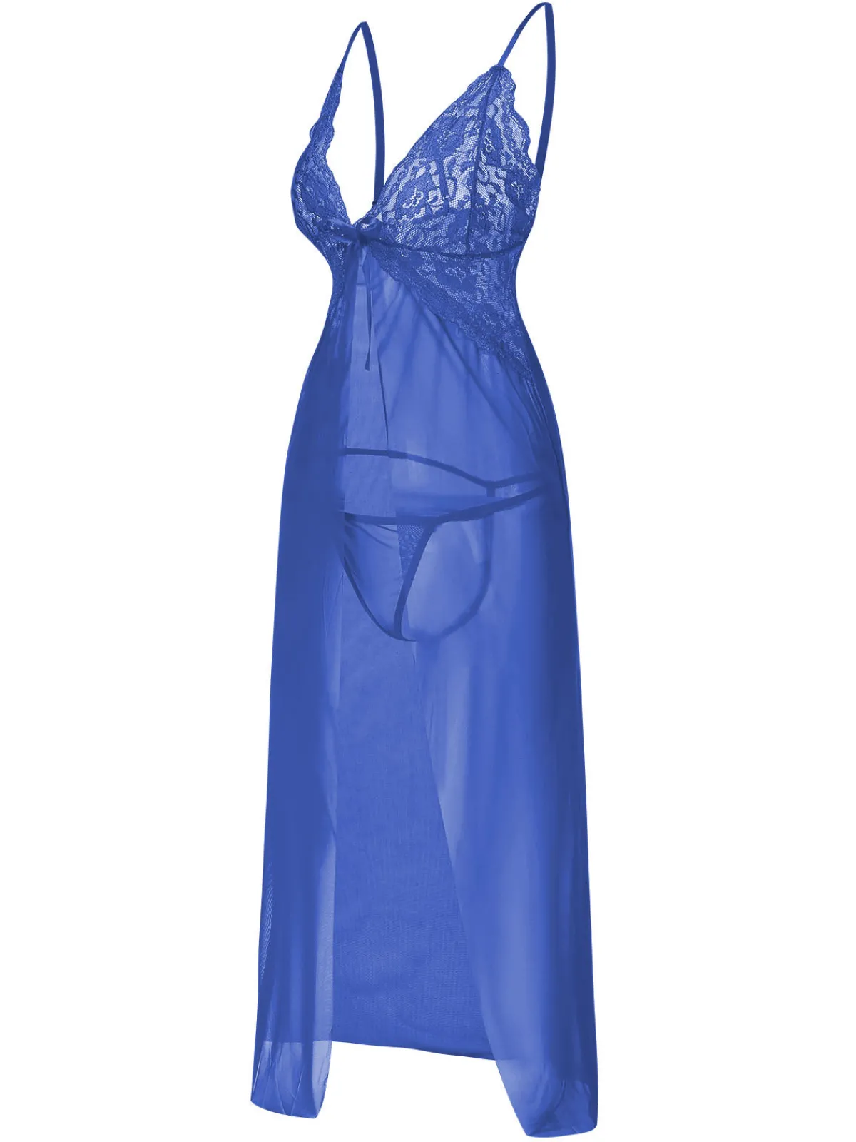Online Retro Stage 1930s Solid Lace Straps Long Nightdress