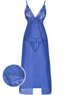 Online Retro Stage 1930s Solid Lace Straps Long Nightdress