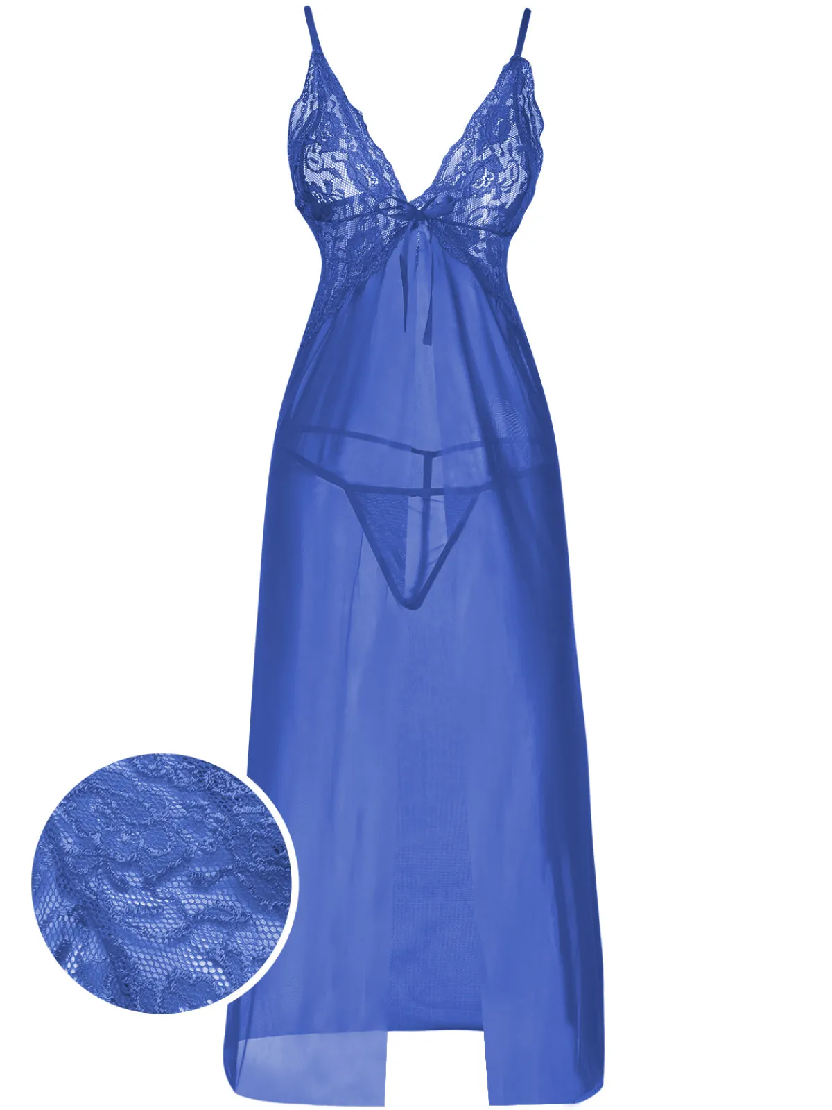 Online Retro Stage 1930s Solid Lace Straps Long Nightdress