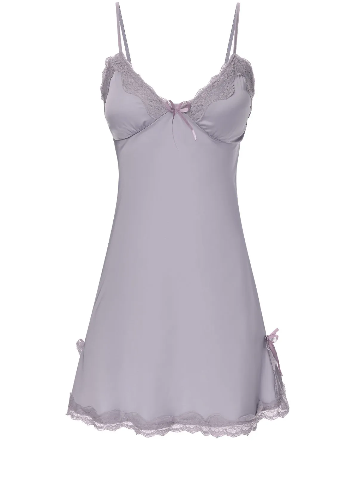 Fashion Retro Stage 1950s Solid Lace Trimmed Straps Sleepwear