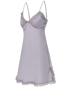 Fashion Retro Stage 1950s Solid Lace Trimmed Straps Sleepwear
