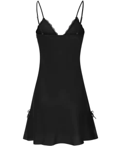 Fashion Retro Stage 1950s Solid Lace Trimmed Straps Sleepwear